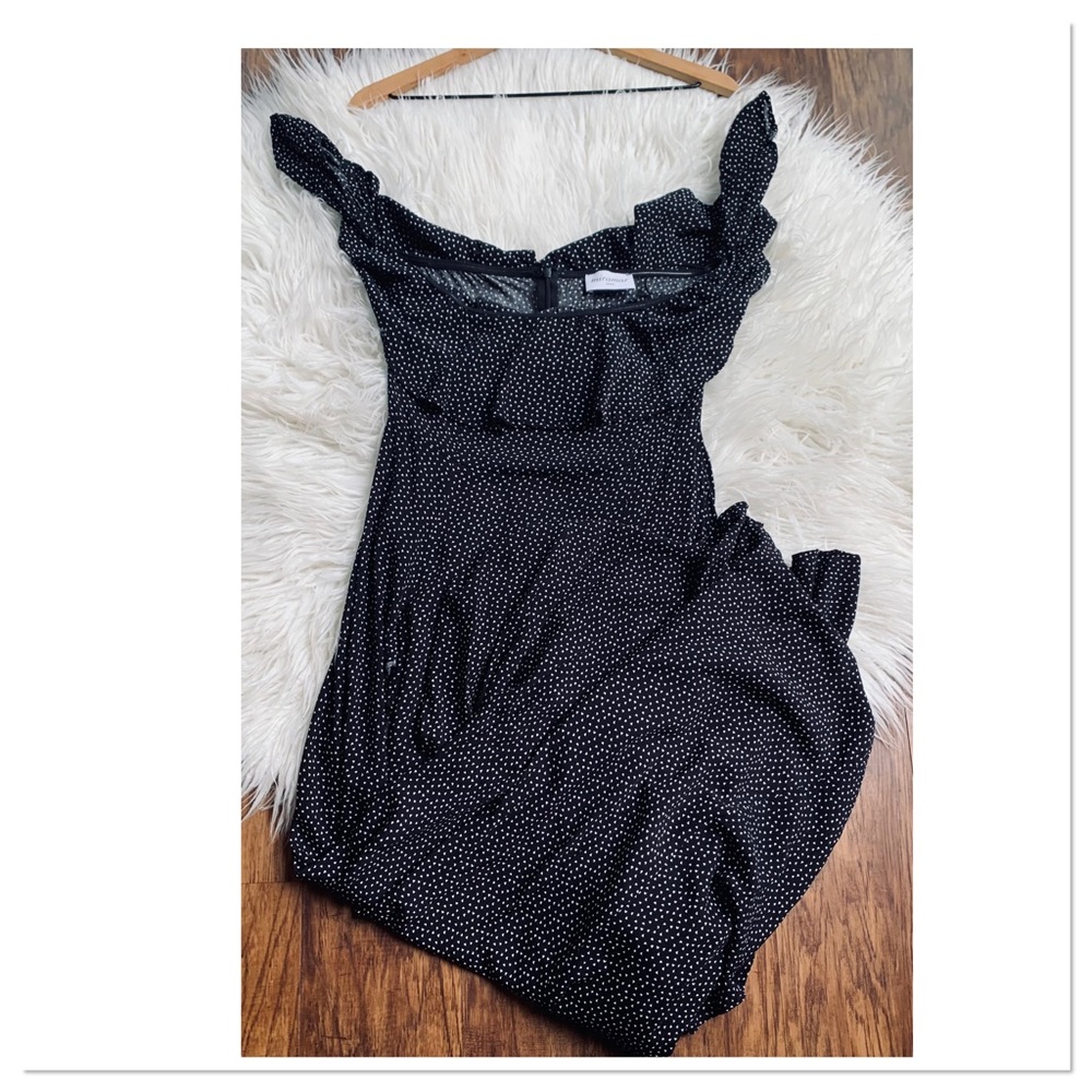 Sirena Off Shoulder Double Slit Dress Black White Heart Print Size Large - Picture 2 of 12
